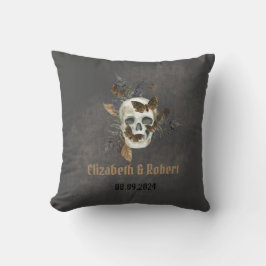 Gothic Floral Skull Butterflies Hochzeit Kissen