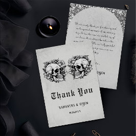 Gothic Floral Skull Halloween Hochzeit Dankeskarte
