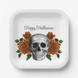 Gothic Floral Skull Halloween Pappteller