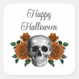 Gothic Floral Skull Halloween Quadratischer Aufkleber