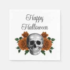 Gothic Floral Skull Halloween Serviette