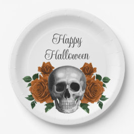 Gothic Floral Skull Happy Halloween Pappteller