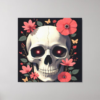 Gothic Floral Skull - Stylized Skull Leinwanddruck