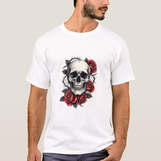 Gothic Floral Skull T-Shirt (Vorderseite)