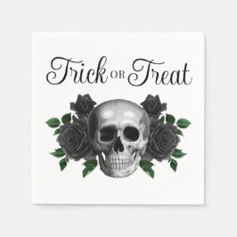 Gothic Floral Skull Trick Or Treat Halloween Serviette