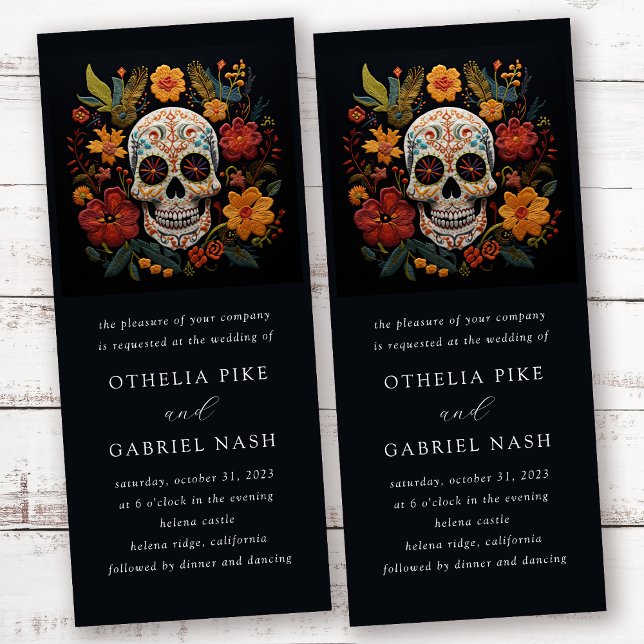 Gothic Floral Skull Wedding Einladung (Von Creator hochgeladen)