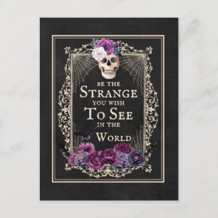 Gothic Floral Totenkopf Fledermäuse Lustiger Spruc Postkarte