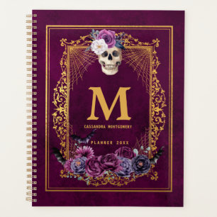 Gothic Floral Totenkopf Magenta Individueller Mono Planer