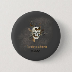 Gothic Floral Totenkopf Schmetterlinge Hochzeit Button