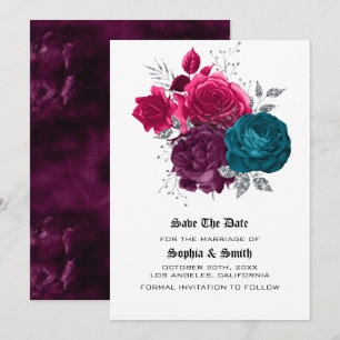 Gothic Floral Wedding Flat Save the Date Card