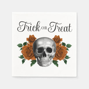 Gothic Floraler Totenkopf Trick Or Treat Halloween Serviette