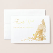 Gothic-Foil Gold Steampunk Wedding Dankeschön Kart