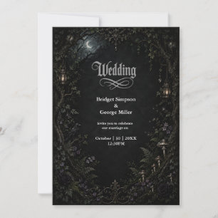 Gothic Forest Mond Laterne Hochzeit  Einladung
