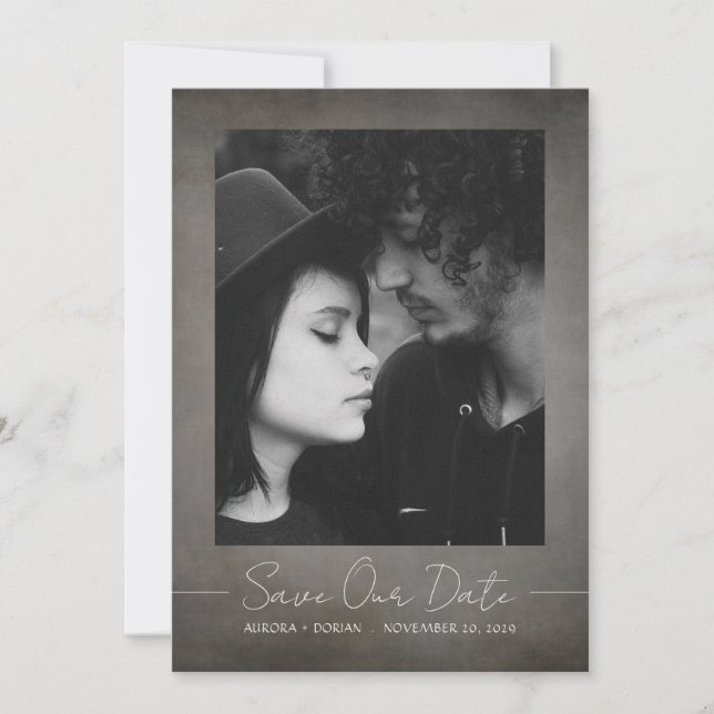 Gothic Foto Wedding Save the Date Einladung (Vorderseite)