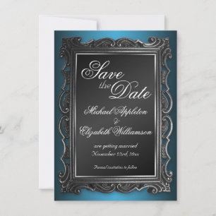 Gothic Frame Blau Save-the-Date-Ankündigungen Einladung