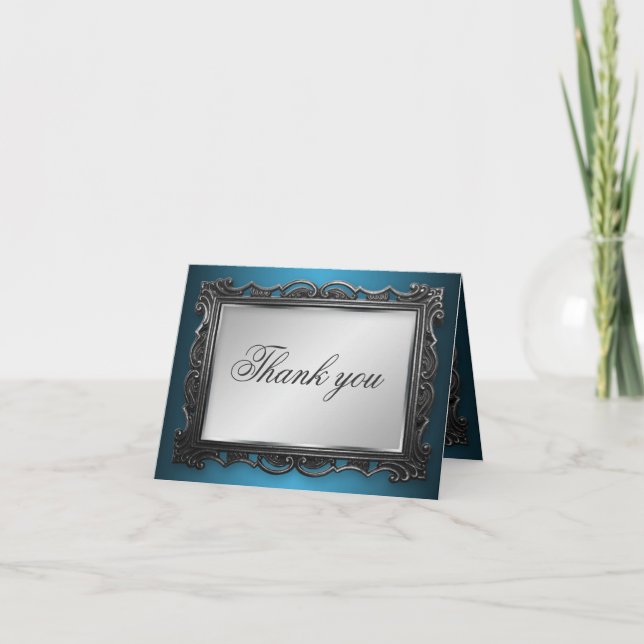 Gothic Frame Gray Blue Vielen Dank Karten (Vorderseite)