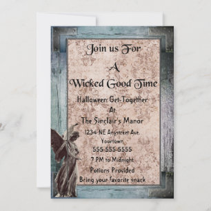 Gothic Frame Grunge Damask Angel Halloween-Party Einladung