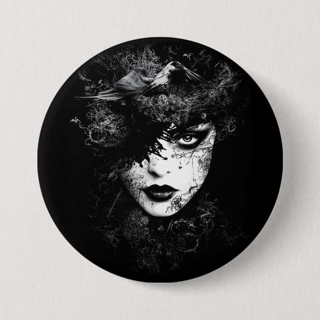 Gothic-Frau Button (Vorderseite)
