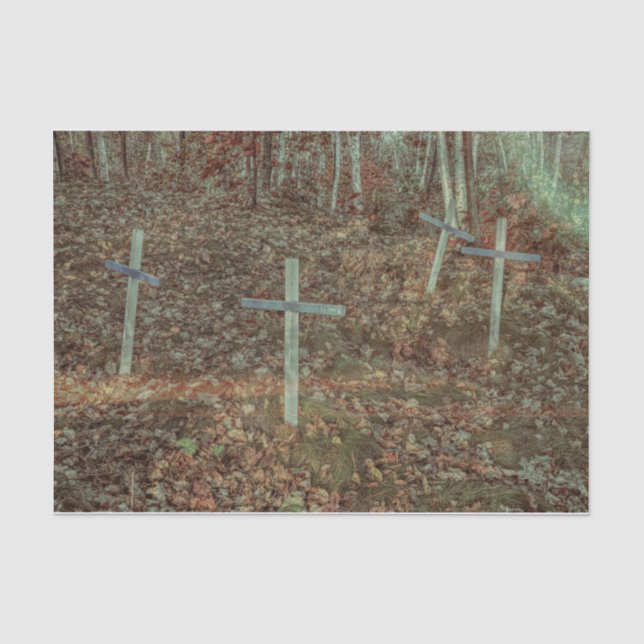 Gothic Friedhof Crosses Brown Herbstleaves Seidenpapier (Vorderseite)