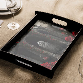 Gothic Friedhof Gazebo mit Rote Rosen bei Nacht Seidenpapier