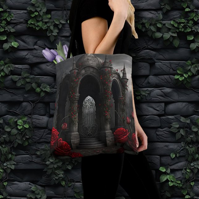 Gothic Friedhof Gazebo mit Rote Rosen bei Nacht Tasche (Von Creator hochgeladen)