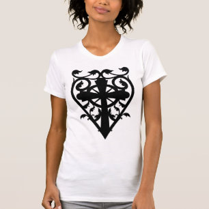 Gothic Friedhof keltisches Kreuz im Herzen T-Shirt