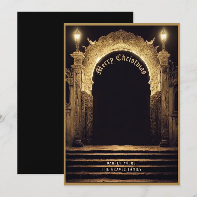 Gothic Friedhof Scene Frohe Weihnachtskarte Feiertagskarte (Vorne/Hinten)