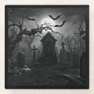 Gothic Friedhof unter dem Vollmond-Achterbahn Glasuntersetzer