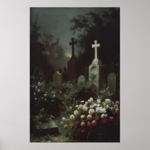 Gothic-Friedhofs-Kunst, Dark Academia Floral Poster