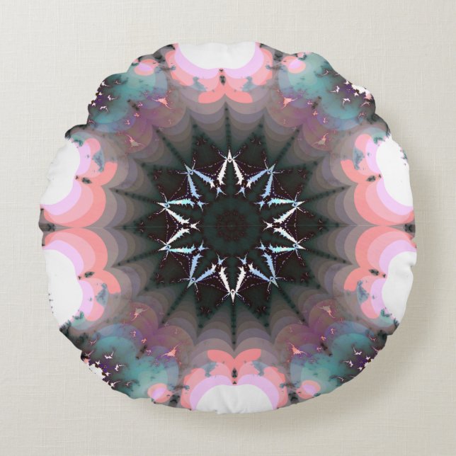 Gothic Frozen Winter Spider Web Rundes Kissen (Vorderseite)