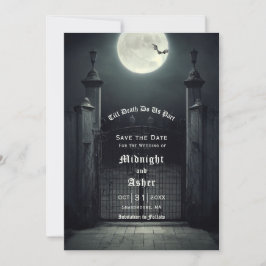 Gothic Full Moon Bat Save the Date