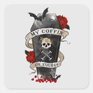 Gothic Funny Coffin Quadratischer Aufkleber