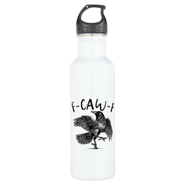 Gothic Funny F Caw F Crow Aesthetic Casual Look Edelstahlflasche (Vorderseite)