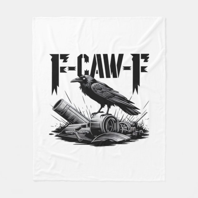 Gothic Funny F Caw F Crow Aesthetic Casual Look Fleecedecke (Vorderseite)