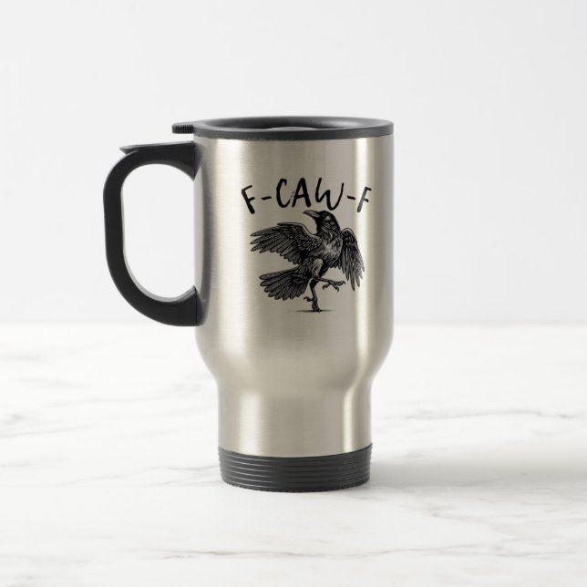 Gothic Funny F Caw F Crow Aesthetic Casual Look Reisebecher (Links)