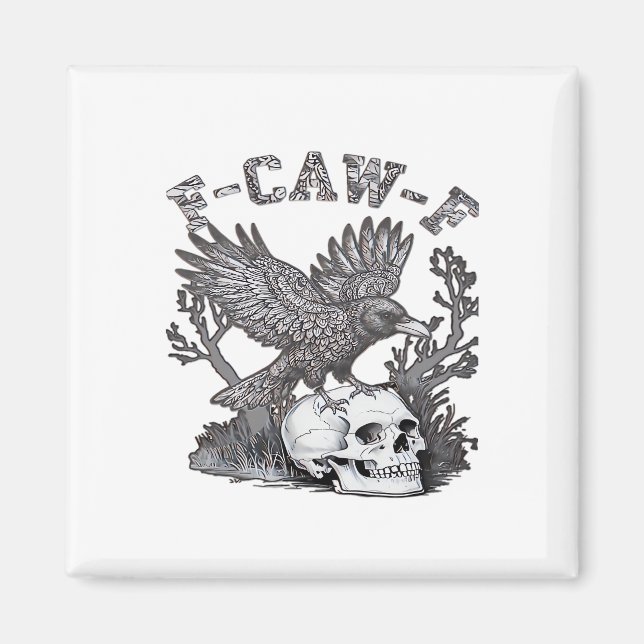 Gothic Funny F-Caw-F Humor Crow Essential Retro St Magnet (Vorne)