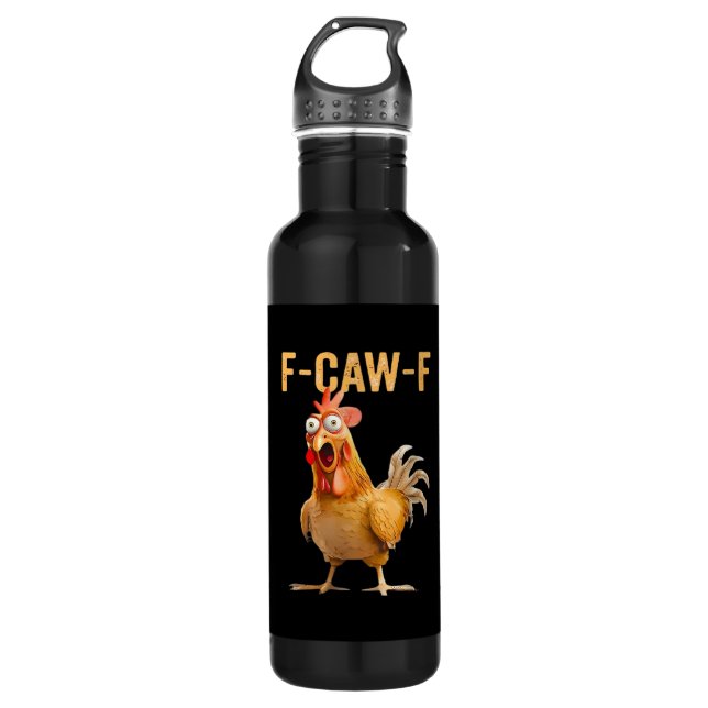 Gothic Funny Humor Crow F-Caw-F Edelstahlflasche (Vorderseite)