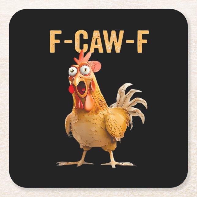 Gothic Funny Humor Crow F-Caw-F Rechteckiger Pappuntersetzer (Vorderseite)