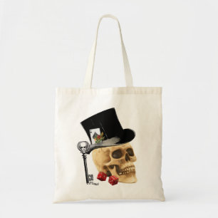 Gothic gambler skull tattoo design tragetasche