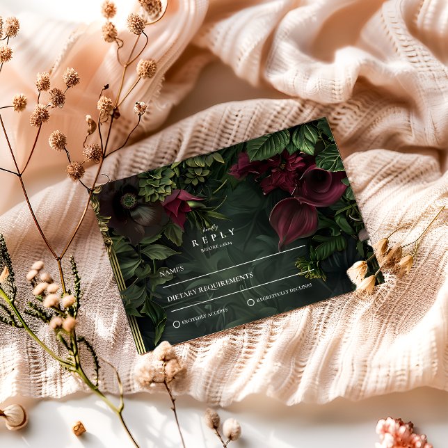 Gothic Garden Wedding Romance RSVP Karte (Von Creator hochgeladen)