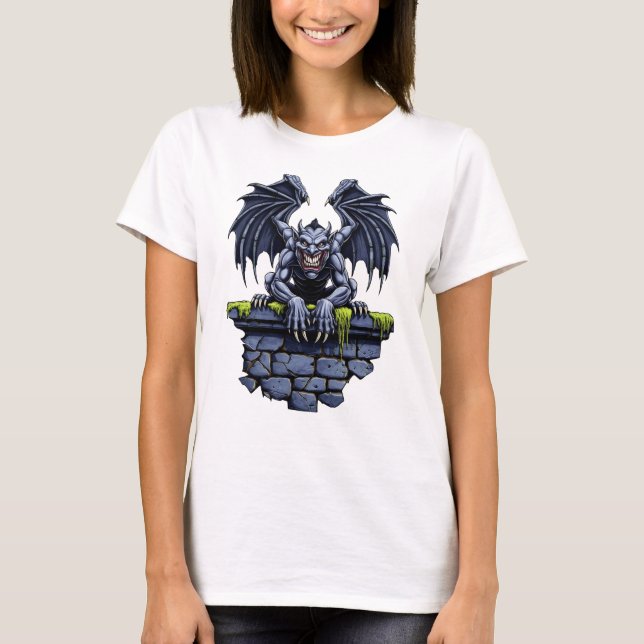 Gothic Gargoyle: Ein Wächter der Nacht T-Shirt (Vorderseite)