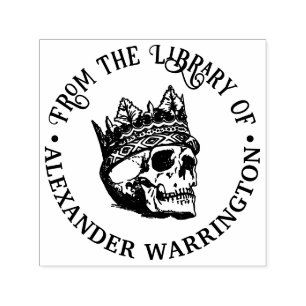 Gothic gekrönter menschlicher Totenkopf Bibliothek Permastempel