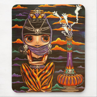 Gothic Genie Girl mit Kitty Cat Ghosts Mousepad