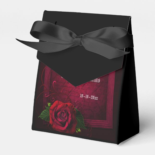 Gothic Gerahmt Letter & Rote Rose Geschenkschachtel (Vorderseite)