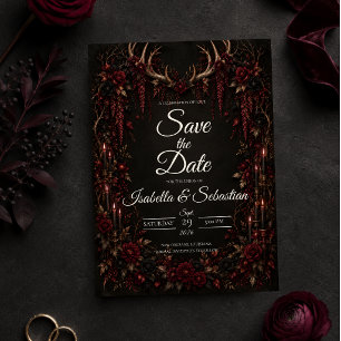 Gothic Geweih Kerzenhochzeit Save The Date