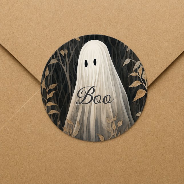 Gothic Ghost Halloween Runder Aufkleber (Boo Gothic Halloween Sticker
)