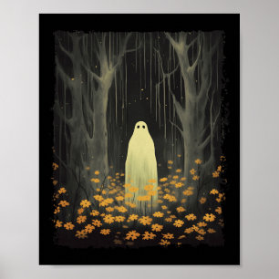 Gothic Ghost im Blumenwald Halloween Trick Poster