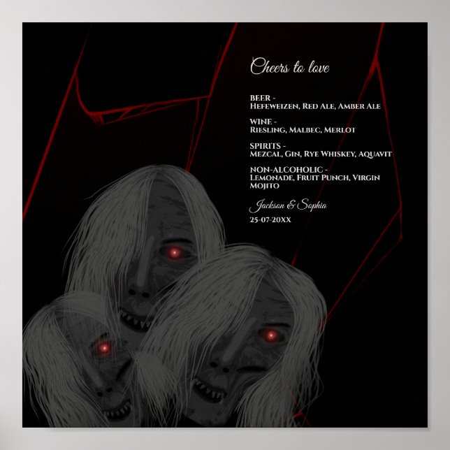 Gothic Ghosts Red White Black Dark Moody Halloween Poster (Vorne)