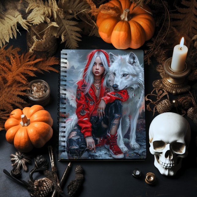 Gothic Girl and Wolf Notizblock (Von Creator hochgeladen)