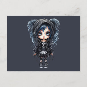 Gothic Girl Black and Grey Halloween Feiertagspostkarte